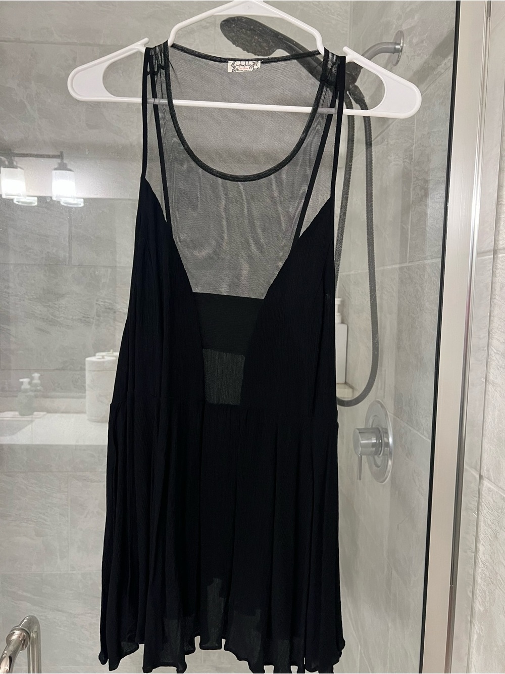 South Moon Under Black Sheer Mesh Tank Babydoll Top